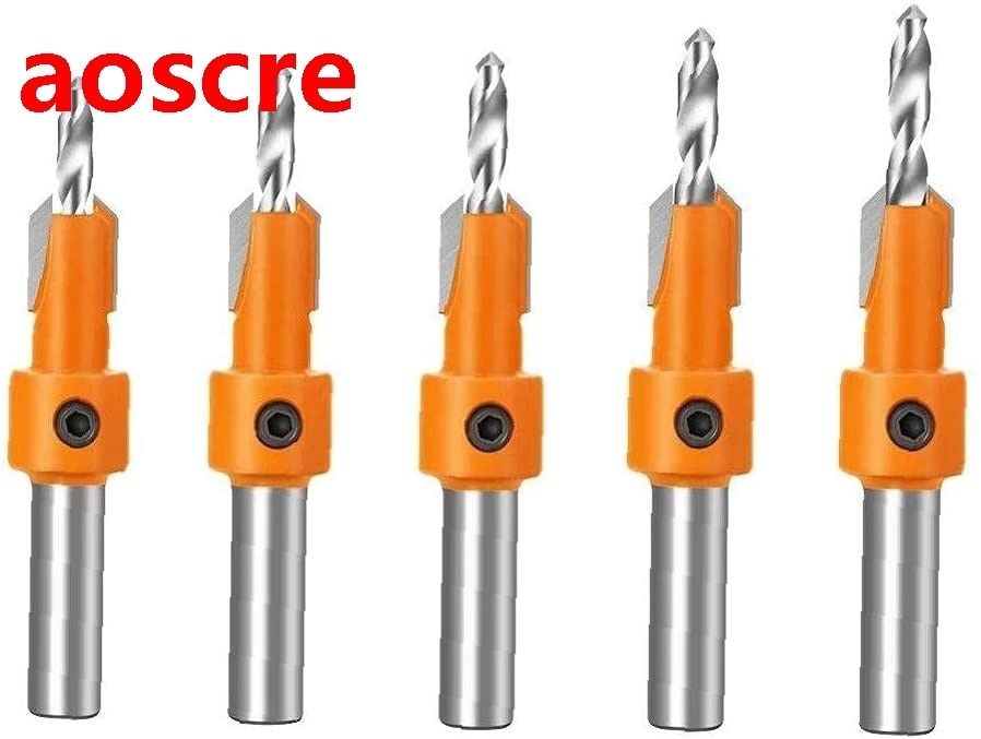 8mm Shank HSS Countersink Drill Bit Set with Stop Collars Wo