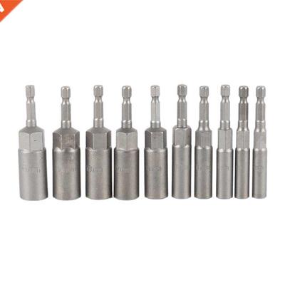 10Pc 1/4 Inch Wrench Hex Bit Socket Set Deep Long 1/2 Inch I