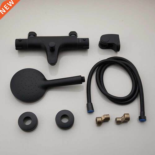 Monite Wall Mounted Thermostatic Mixer Taps Matte Black Show