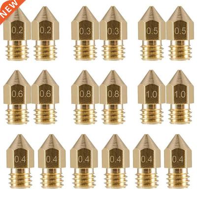 18 Pcs D Printer Nozzles M6 Brass Nozzle Print Head (2x0.2m