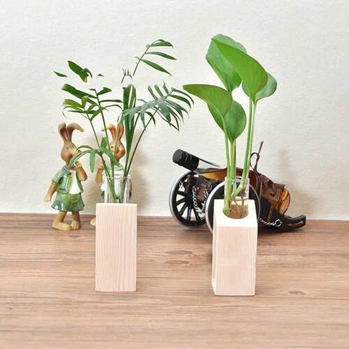 Crystal Glass Vase Test Tue Shape In Wooden Stand Decoratio