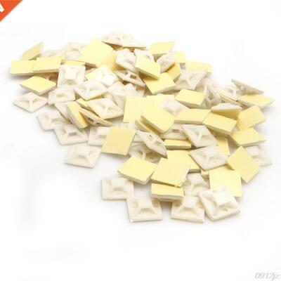 100Pcs Nylon Self Adhesive Cable Zip Tie Mounts Mounting Bas