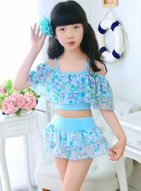 Girls Two Pieces Suits For Swimming Children Polyester Swimw