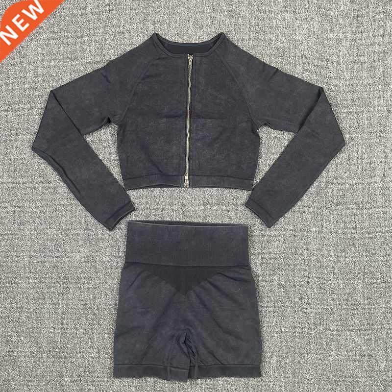 Seamless Women Yoga Set Long Sve Shirts Sport Bra Fitness