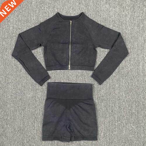 Seamless Women Yoga Set Long Sve Shirts Sport Bra Fitness