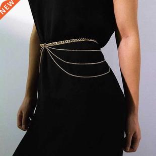 PuRui Multi Layer Waist Chain Belt for Women Hiphop Alloy Me