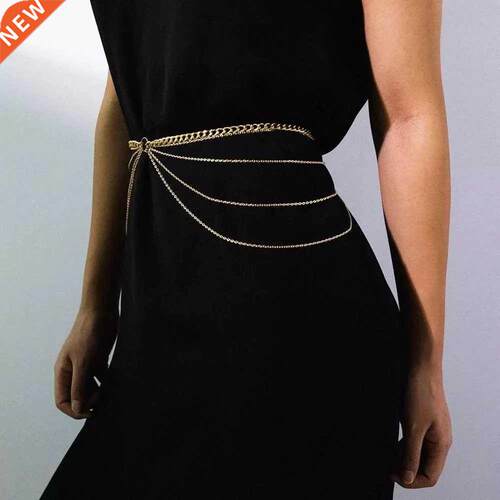 PuRui Multi Layer Waist Chain Belt for Women Hiphop Alloy Me