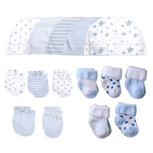 Newborn Hat+Gloves+Socks Set For Baby Boy&Girl Cotton Fa