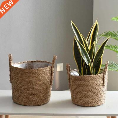 Nordic giant grass woven flowerpot seaweed storage basket