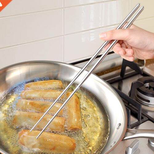 2 pair Stainless Steel Solid Long 36cm Chopsticks Reusable