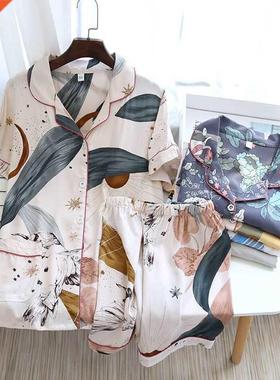 Women's Pajamas Set Short-sved Shorts Home Pijima Loose