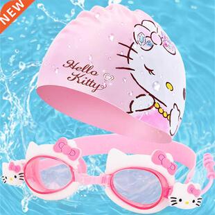 Kawaii Sanrio Swimming Goggles Set for Children Kitty Waterp
