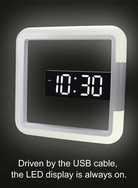 7 Colors Modern LED Digital Watch Alarm Clock Mirror Hollow