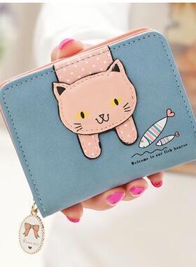 Women Cute Cat Wallet Small Zipper Girl Wallet Brand Designe