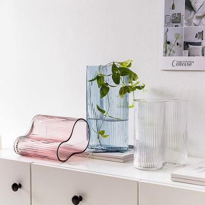 Irregular Glass Vase Transparent Living Room Home Decoration