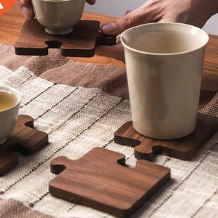 Tea Coffee Cup Pad Placemats Decor Walnut Wood Coasters Dura