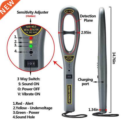 Portable Hand Held Metal Detector Light Weight Security Sca
