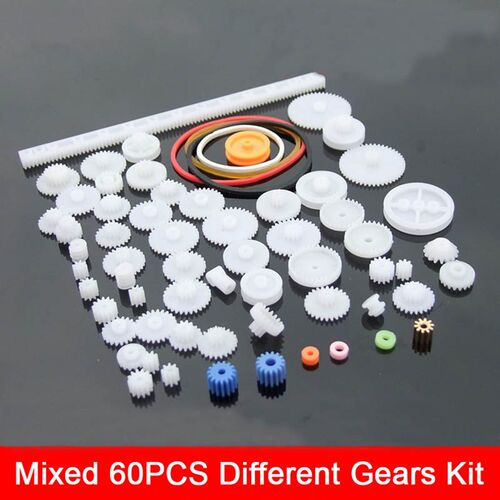 Fine ABS Plastic Gear Kit 0.5M Mixed 60 pcs Different Gears