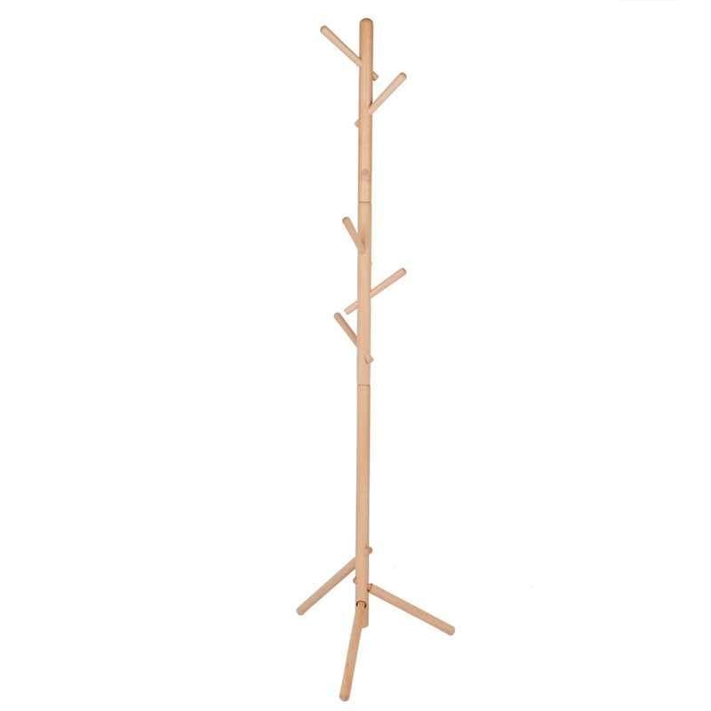 Clothes Rack Free Standing Wood Coat Rack Stand Hat Hanger w