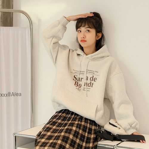 2021 monogram print hooded coat and fleece jumper for women