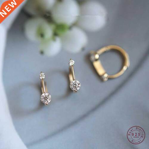 925 Sterling Silver Siple Shiny Srystal U-shaped Earrings W