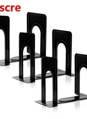 3 Pairs Bookends Black Metal Nonskid Bookend Supports for Sh