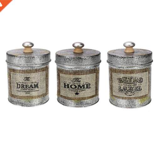 Retro Metal Storage Jar Organizer Desktop Sundries Box Kitch