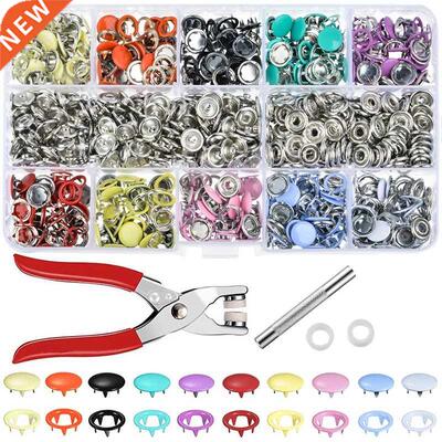 180 Sets 9.5mm Snap Fasteners Kit Tool 10 Colors Metal Prong