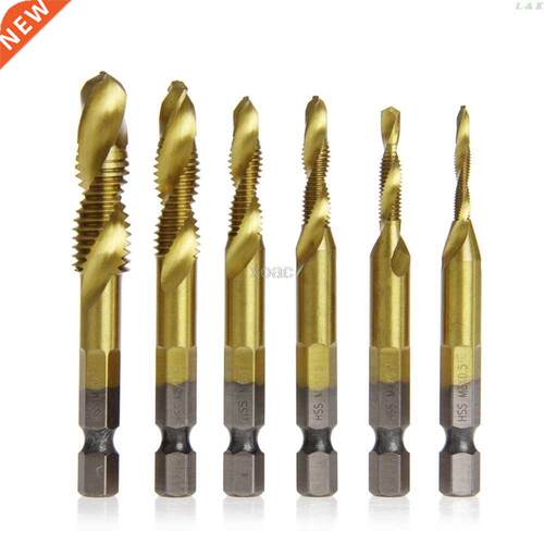 6 Pcs/Set HSS4241 Titanium Coated Drill Bits Hex Shank Spira