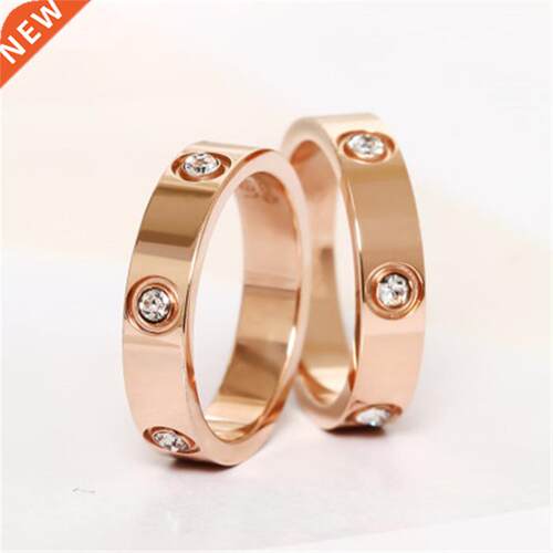 ndy Stainless Steel Rose Gold Color Love Ring for Women Men