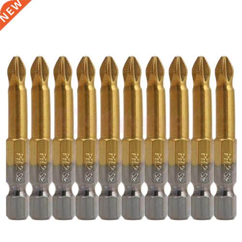 10x Anti Slip Bits Single Side Hex Shank PH2 50mm H02