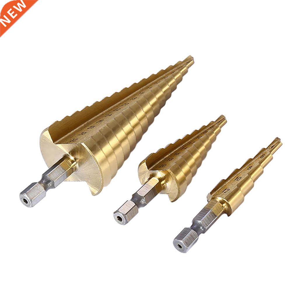 3 Pcs Stepped Drill Bits Hex Shank H Titanium Coated 3-12mm