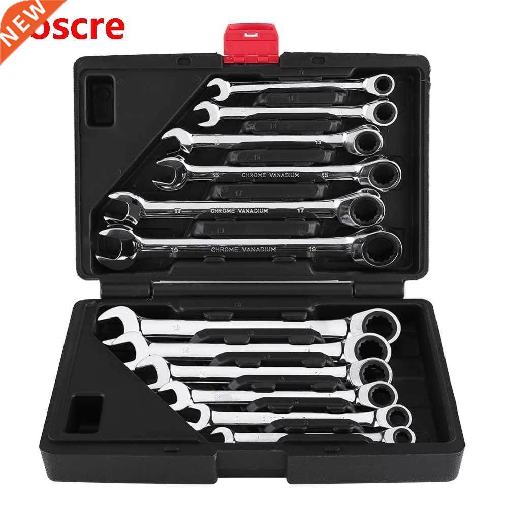 12pcsFixed Spanners Ratchet Wrenchs Hand Tools Set Kit 8-19m