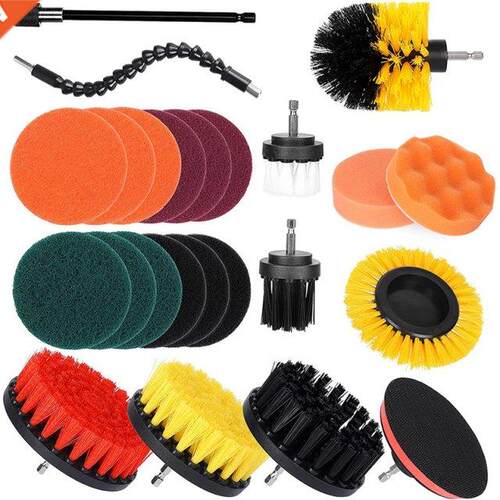 24 Piece Drill Brush Attachments Set, Sponge Cleaning Brush