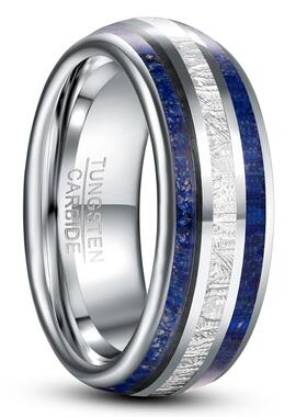 8mm Imitation Meteorite Lapis Lazuli Tungsten Carbide Ring M
