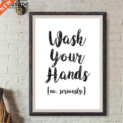 Wash Your Hands Print Painting Funny Bathroom Quotes Canvas