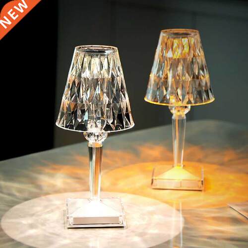 Crystal Diamond Touch Table Lamp Warm White Rechargeable Acr