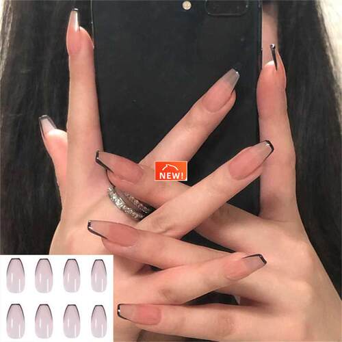 24pcs/box Fake nails Tai Chi White and Black Nail Finished F