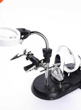 2 in 1 2.5X 5X 16X LED Lamps DeskMagnifier Clips Glass Loupe