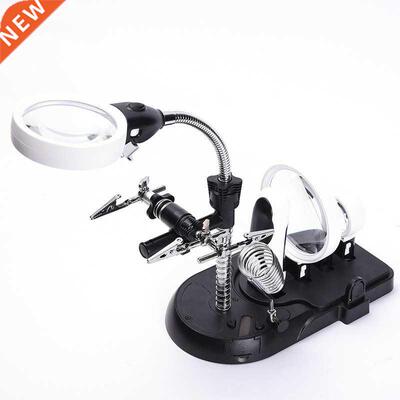 2 in 1 2.5X 5X 16X LED Lamps DeskMagnifier Clips Glass Loupe