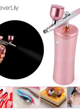 Top 0.4mm Pink Mini Air Compressor Kit Air-Brush Paint Spray