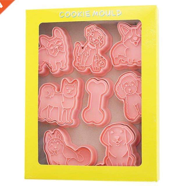 8-Piece Puppy Biscuit Mould Bone Cartoon Dog Shapes 3D  C