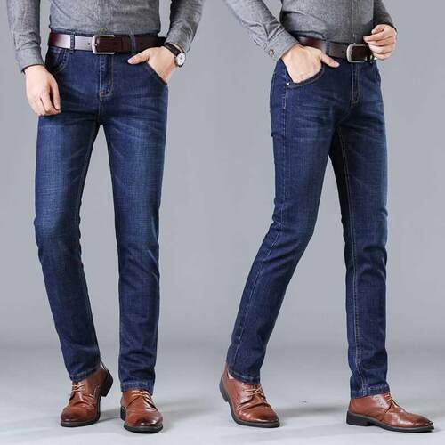 Men stretch denim pants slim fit trousers man straight Jeans