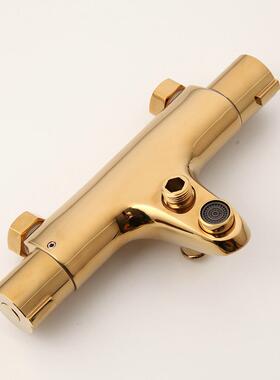OUBONI Golden Plated Bathroom Thermostatic Shower Set W/ Rai