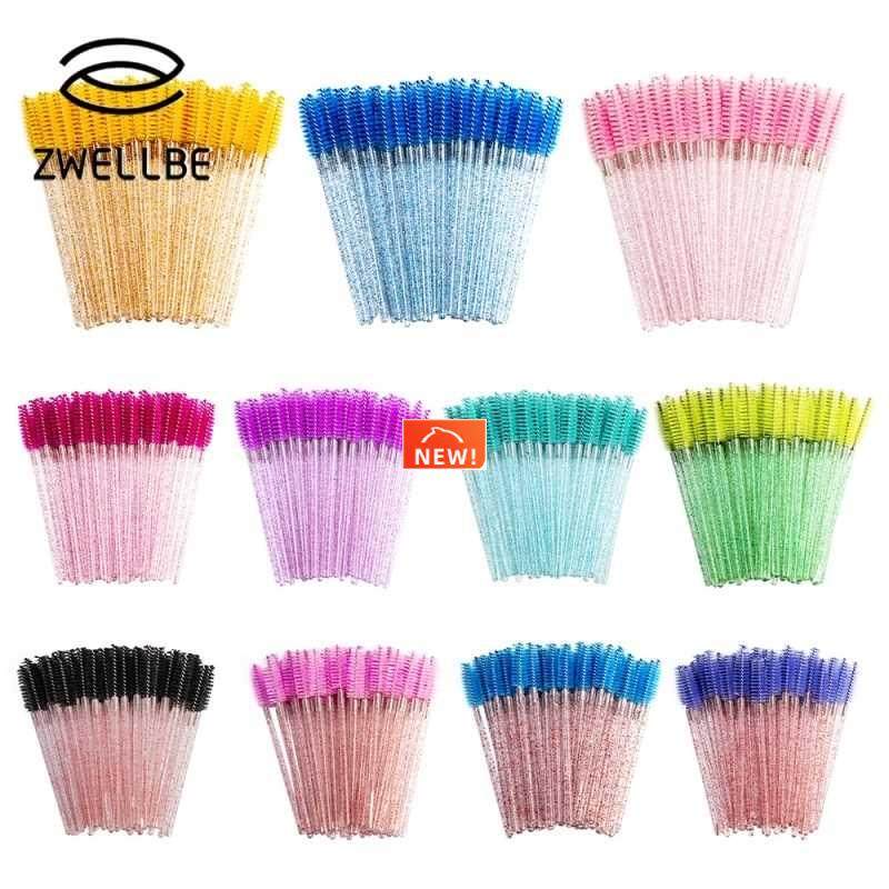 Disposable 50 Pcs/Pack Crystal Eyelash Makeup Brush Diamond