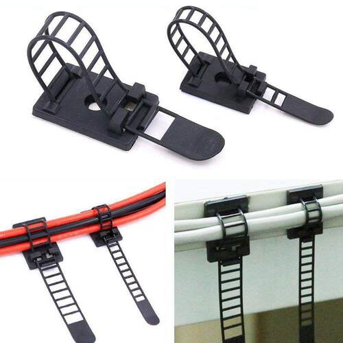 50Pcs 2 Sizes Adjustable Self-Adhesive Nylon Cable Straps Ca