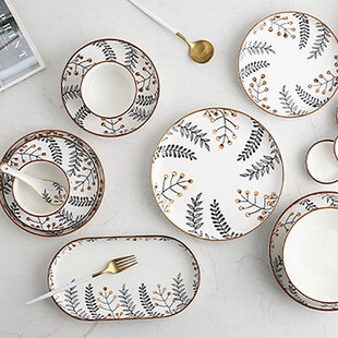 Leaf Steak Ceramic Plate Set Dishes Food Soup Bowl 7 8 9 10