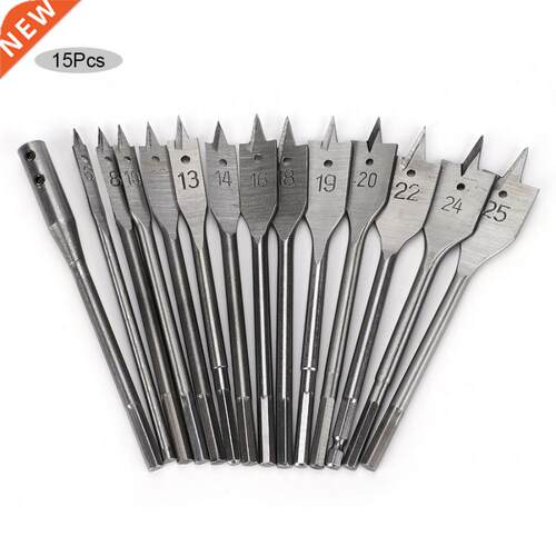 15 Pcs Spade Drill Bit Set Paddle Flat Bits With Hex Shank f