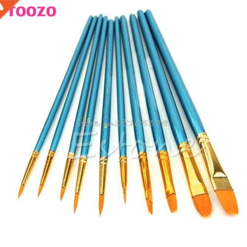 10Pcs Round Pointed Acrylic Watercolor Tip Nylon Hair Artist