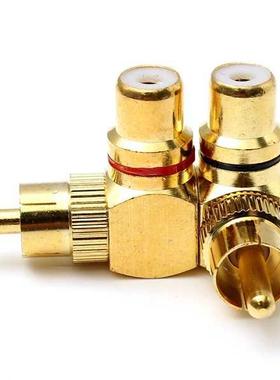 2X Brass RCA Right Angle Connector Plug Adapters Male to Fem